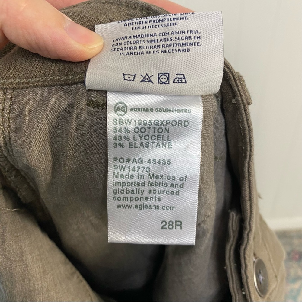 AG Adriano Goldschmied The Caden Tailored Trouser Size 28 R Side Stripe Olive - Picture 12 of 12